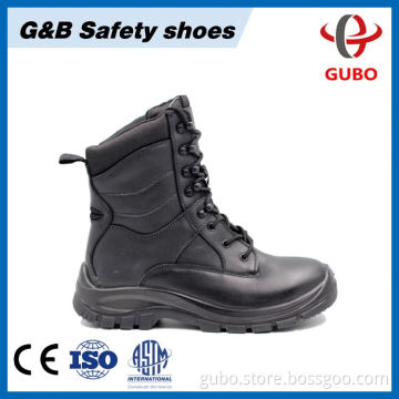Men's Black Leather Waterproof Rubber Safety Shoes Steel Toe